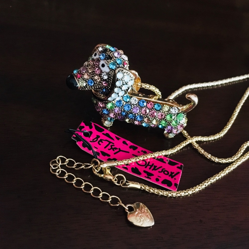 NWT RHINESTONE AND ENAMEL **DACHSHUND** NECKLACE